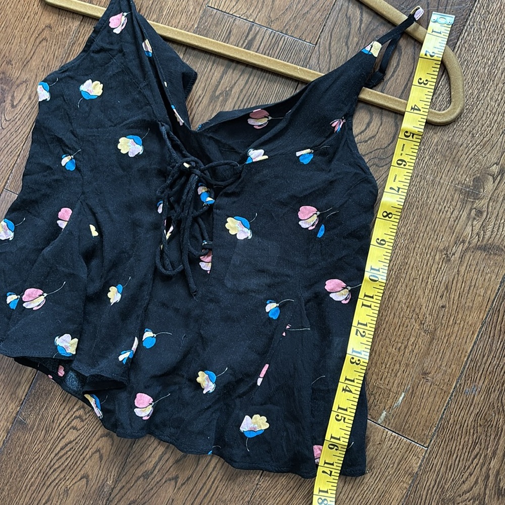 NEW NWT FREE PEOPLE Floral Black Corset Cami Top Size XS 100% Viscose adjustable - Picture 3 of 9